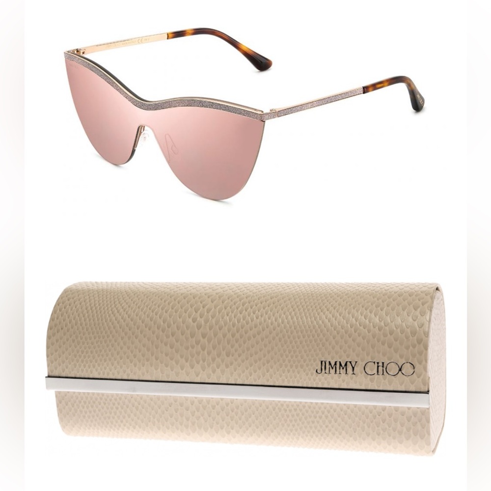 JIMMY CHOO KRISTEN SUNGLASSES - Trendy Shield Mask Silhouette Sunglasses